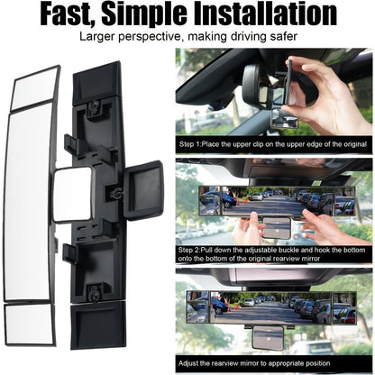 13 Inch Interior Rearview Mirror Quadruple-Fold Adjustable Car Mirror For Enhanced Visibility & Safe Driving-Multifunction Rearview Mirror With 360° Swivel & Compact Design