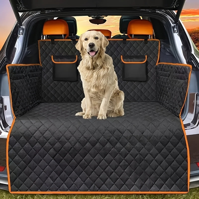 Dog Cargo Liner for SUV Sedan & Van – Waterproof Trunk Mat with Bumper Flap Protector, Non-Slip 600D Oxford, Universal Fit, Scratch & Hair Resistant, Includes Collapsible Dog Bowl