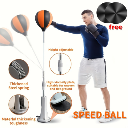 Boxing Reflex Ball with Suction Cup & 2 All-Terrain Bases – Speed Training Punching Ball for Adults & Youth, Adjustable Size