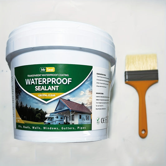 11.02LB Transparent Waterproof Sealant - Fast-Drying Clear Adhesive for Rvs, Boats, Pipes, Tiles, Asphalt Roofs & More - Multi-Surface Leak Repair & Crack Sealing, Emergency Fix for Outdoor Walls, Roofs, Gutter, Window, Roof Sealant, Boat Maintenance