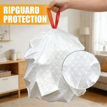 13 Gallon Trash Bags Drawstring Expandable Puncture Tear Resistant Leak-Proof Deodorizing Fresh Lemon Scent Super Durable Kitchen Garbage Bags for Kitchen Garden Large Trash Bins White 20 55 110 165 Count