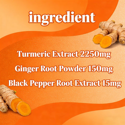 Turmeric Ginger Capsules 2400mg with Black Pepper Extract for Immune Support, Joint Relief & Healthy Energy – 120 Capsules Daily Supplement