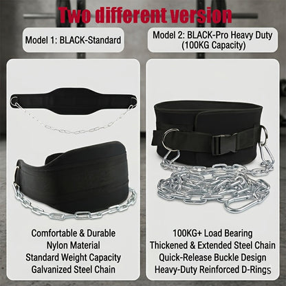Dip Belt with Chain for Pull Ups & Weighted Dips – Heavy Duty Weightlifting Belt for Squats, CrossFit & Strength Training, Unisex Gym Equipment