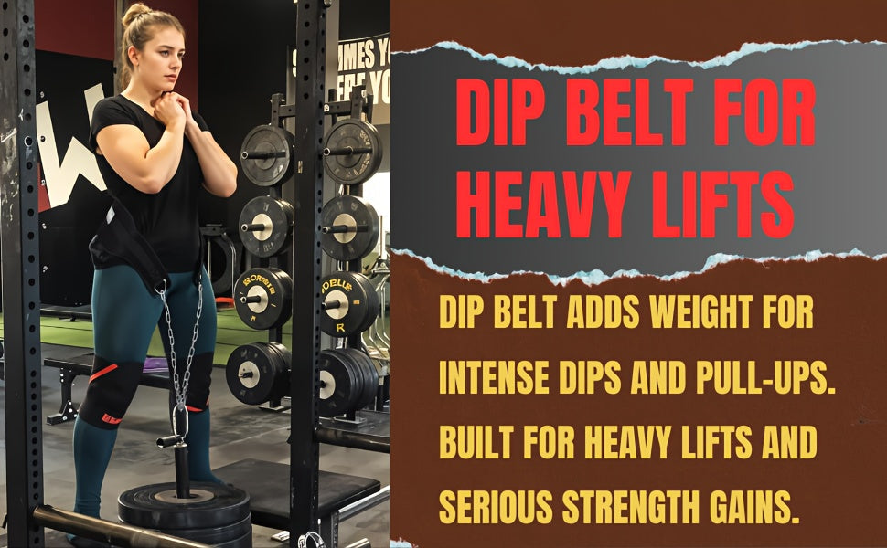 Dip Belt with Chain for Pull Ups & Weighted Dips – Heavy Duty Weightlifting Belt for Squats, CrossFit & Strength Training, Unisex Gym Equipment