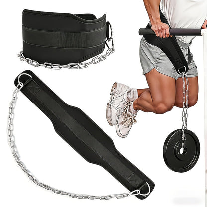 Dip Belt with Chain for Pull Ups & Weighted Dips – Heavy Duty Weightlifting Belt for Squats, CrossFit & Strength Training, Unisex Gym Equipment