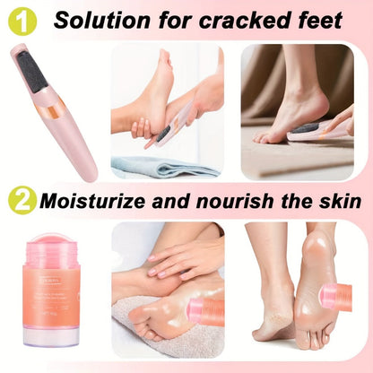 Electric Callus Remover for Feet with Foot Cream Stick Rechargeable Pedicure Tool 2 Speeds 2000 5000 RPM 2 Roller Heads – Dead Skin Dry Callus Cracked Heel Remover 60-Min Battery Gift for Women Pink