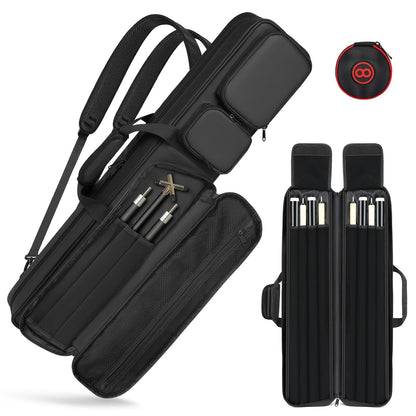 Pool Cue Case 4x4 – Billiard Cue Bag Holds 4 Butts & 4 Shafts, Hidden Backpack Strap, Large Front Accessory Pockets – Durable Pool Stick Carrying Case for Home, Club & Tournament