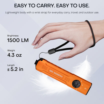 Tactical Flashlight Green Laser UV 3-in-1 | 1500 Lumen Slim EDC Multi-Function Light with White Light + UV365 Ultraviolet + Green Laser Beam | USB Rechargeable for Home Outdoor Daily Use