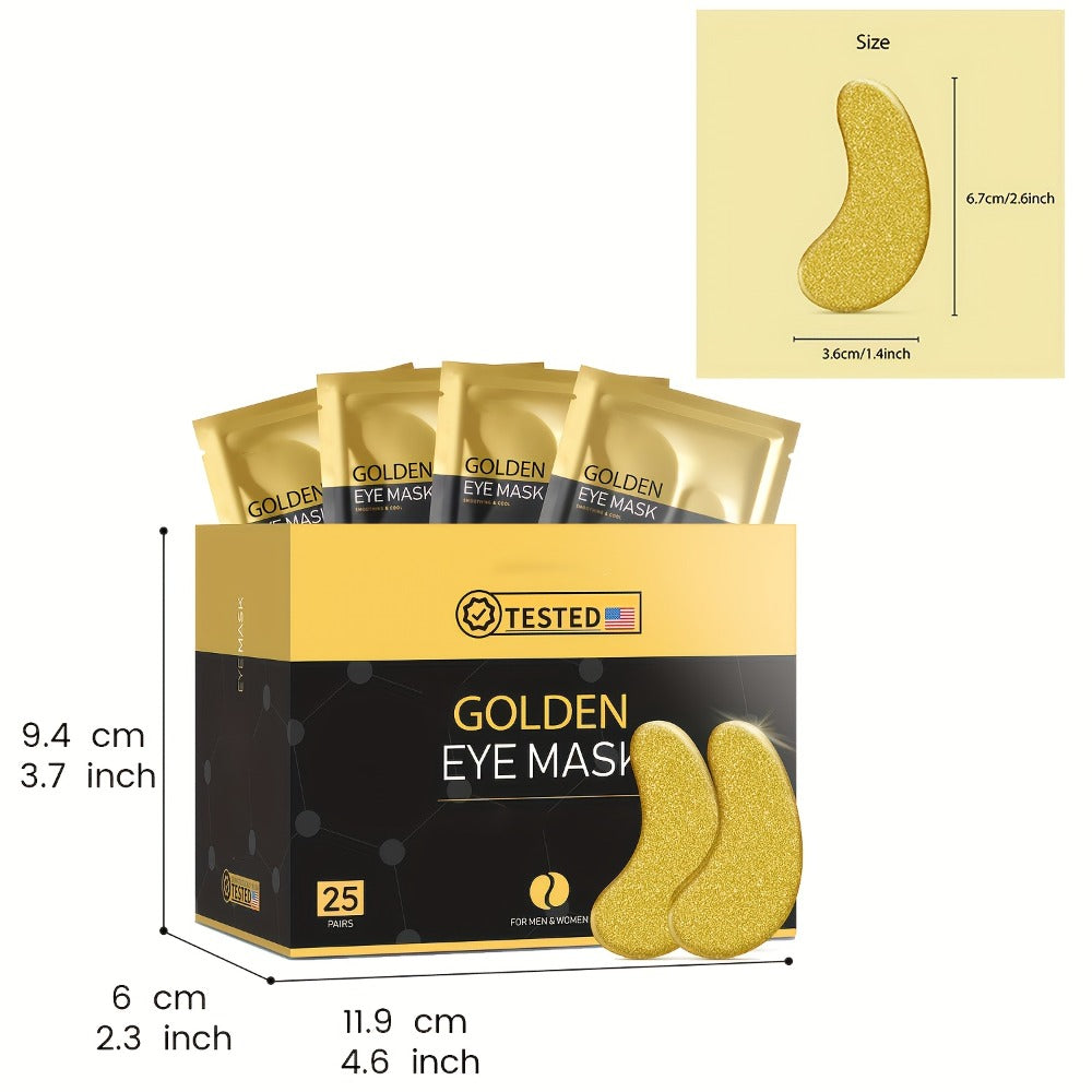 Gold Collagen Under Eye Patches 25 Pairs Gel Eye Masks — Hydrating Anti-Aging for Dark Circles Puffiness Swollen Eyes Fine Lines Deep Moisturizing Eye Treatment Women Men All Skin Types