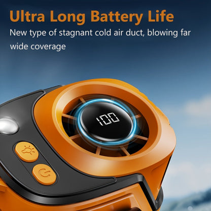 3-in-1 Portable Waist Fan with LED Flashlight & Power Bank | Rechargeable Clip-On Cooling Fan for Outdoor Work, Camping & Construction Sites, 3600mAh Battery, Digital Display