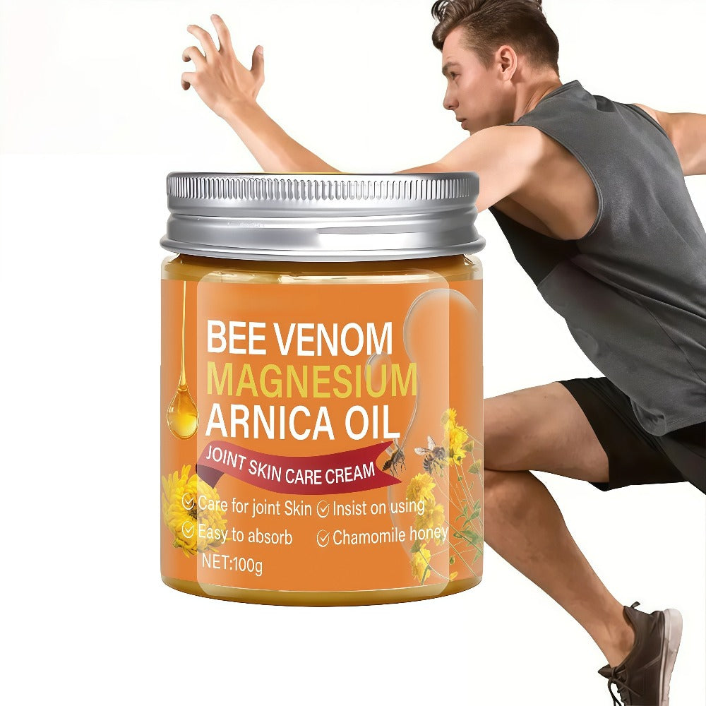 Bee Venom Magnesium Massage Cream 100g – Camellia Oil Shea Butter Glycerin Moisturizing Firming Body Cream for Back Knees Elbows Lightweight Nourishing Skin Comfort Body Care All Skin Types