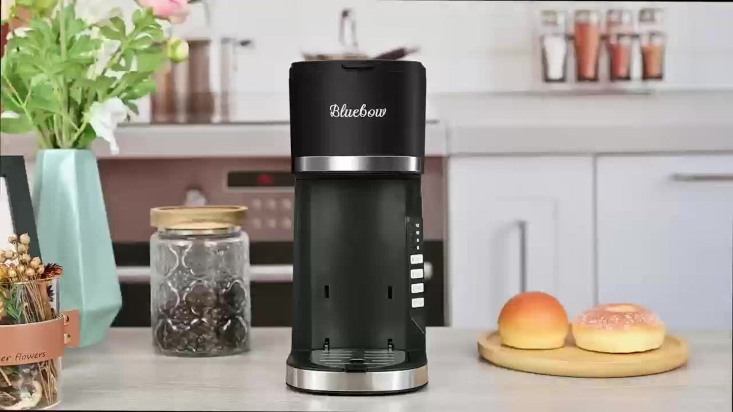 Single Serve Coffee Maker 3-in-1 – Hot & Iced Coffee Machine Compatible with K-Cup Pods, Ground Coffee & Tea, 6-12 oz Brew Sizes, Iced Tea Maker, Compact Countertop Brewer – Black (CM6080/CM6070)