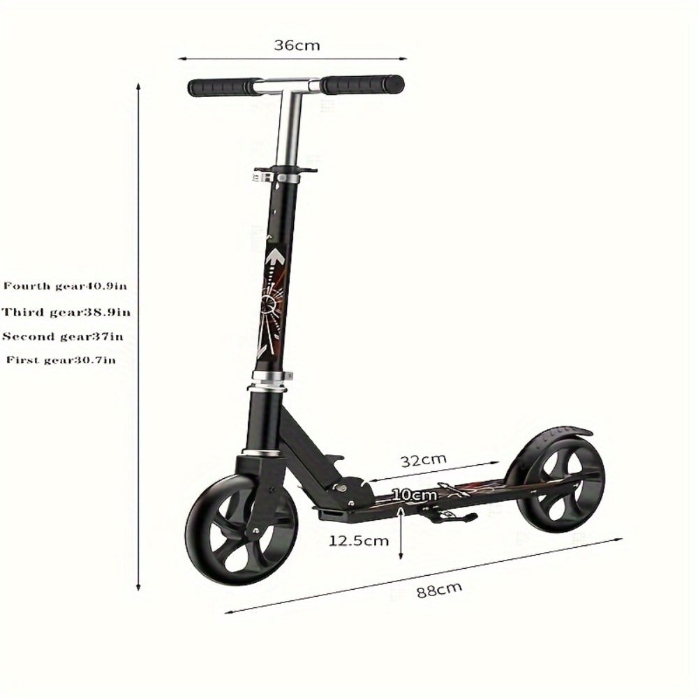 Foldable Commuter Scooter for Adults and Teens – 4-Gear Adjustable Height Double Brake Lightweight 2-Wheel Kick Scooter 220 lb Capacity, Eco-Friendly Gift for Youth Ages 14 and Up (White)