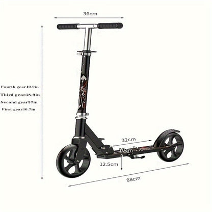 Foldable Commuter Scooter for Adults and Teens – 4-Gear Adjustable Height Double Brake Lightweight 2-Wheel Kick Scooter 220 lb Capacity, Eco-Friendly Gift for Youth Ages 14 and Up (White)