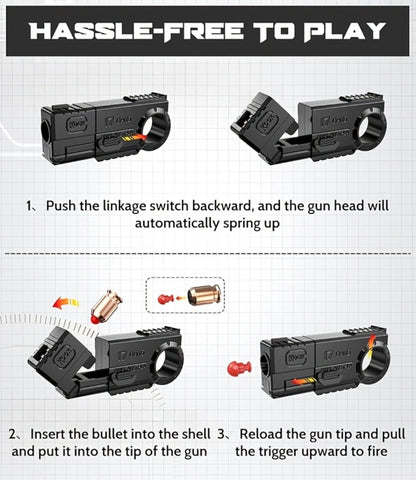 Alloy Finger Pistol Fidget Toy – One-Touch Cartridge Ejecting Stress Relief Desk Toy, Cool EDC Novelty Gift for Adults Men Teens, Fingertip Decompression Toy with Softball Launcher