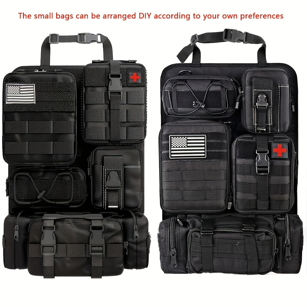 [Universal] Car Seat Back Organizer, Upgrade Vehicle Panel Organizer with 5 Detachable MOLLE Pouches for Vehicles Such As Jeep, Truck, SUV, Etc Multipurpose Car Organizer Hanging Travel Accessories Organizer Comes with 6pcs Keychains