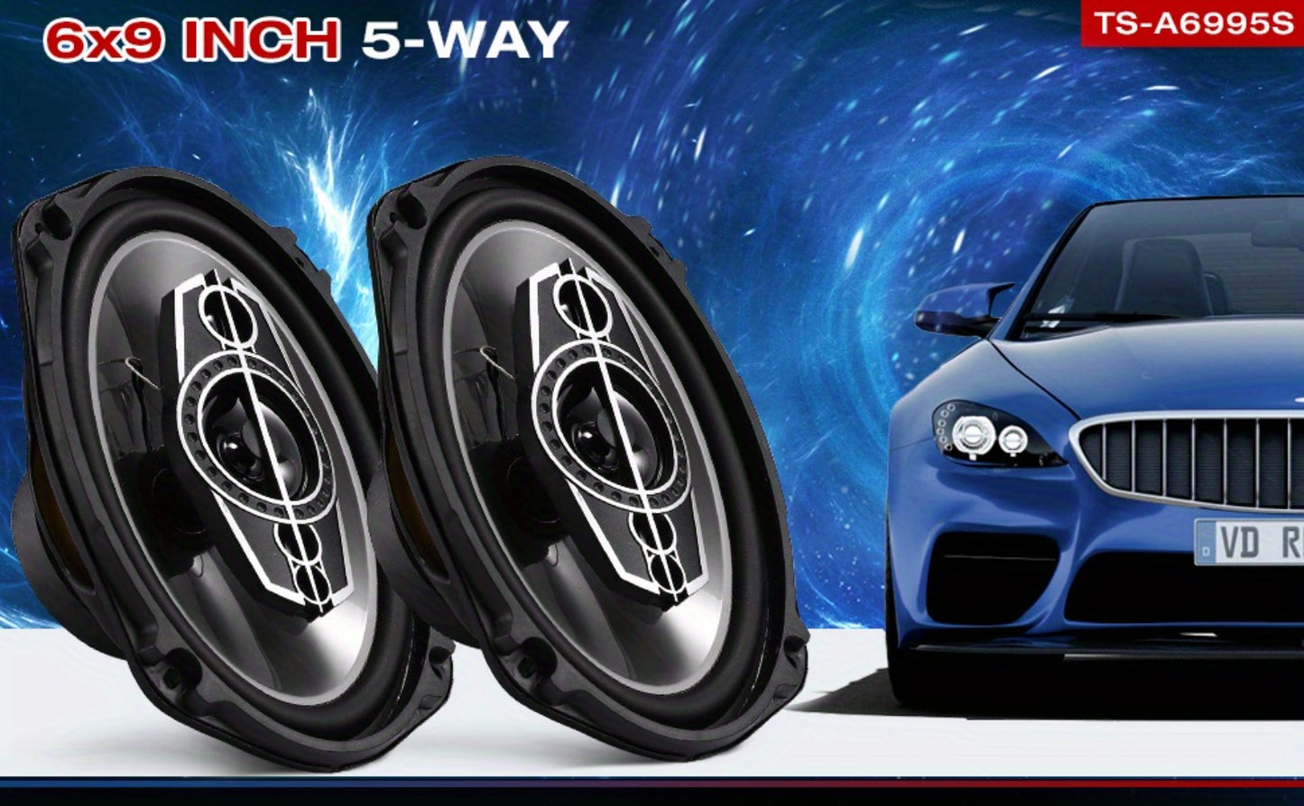 6x9 Inch 5-Way Coaxial Car Speakers Pair – 1000W Peak 120W RMS 4 Ohm with PEI Dome Tweeters, Full Range Stereo Audio, Easy Drop-In Replacement for Cars & Trucks
