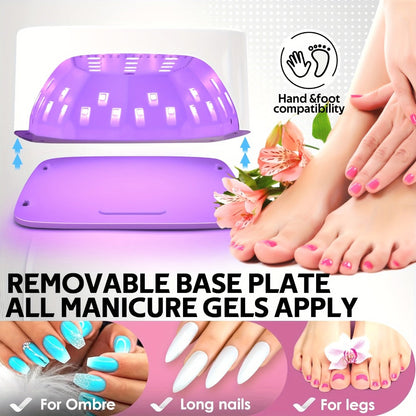 Rechargeable Wireless Nail Lamp 30 LED Beads 365+405nm UV Gel Curing Light 3 Timer Settings Infrared Sensor Portable Nail Dryer for All Gel Types Home Salon Use