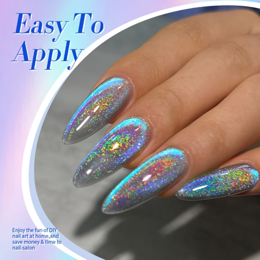 9D Cat Eye Gel Nail Polish Holographic Rainbow Swirl 10ml – Magnetic Multi-Dimensional Sparkle, Soak-Off UV LED Semi-Permanent 30-Day Wear, Salon Quality Nail Art for Women DIY Home Manicure