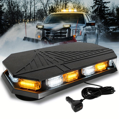 126 LED Roof Top Strobe Beacon Light Bar, IP67 Waterproof, Hazard Emergency Flashing Plow Lights for Construction Vehicles Tow Trucks Postal Cars Snowplow, Without Battery