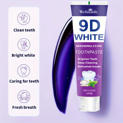 Whitening Toothpaste 4-Pack – 9D White Alcohol-Free Formula, Thorough Deep Cleaning & Brighter Smile, Refreshing Mint Breath, Gentle on Gums, Travel-Friendly 100g, Oral Care Gift for Men & Women