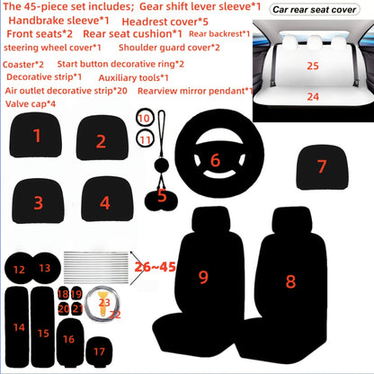 Car Interior Accessories Set for Women 45-Piece – Plush Steering Wheel Cover, Seat Cushion & Pendant, Universal Fit All Seasons, Available in Red, Black, Blue, Pink, Purple & More