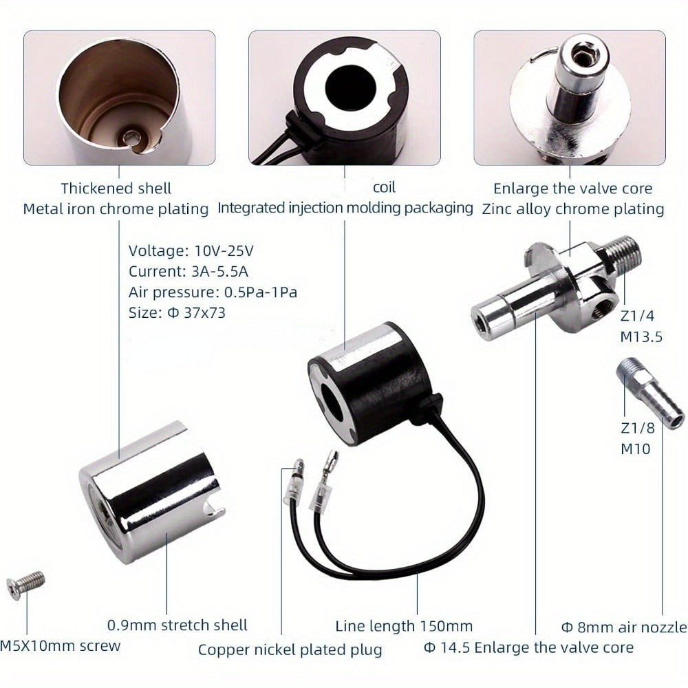 Train Air Horn Kit 135DB 4 Trumpet – 12V/24V Electric Solenoid, Zinc Alloy Chrome, Fits Truck Pickup Car Caravan Motorcycle Trailer, Loud Horn Upgrade
