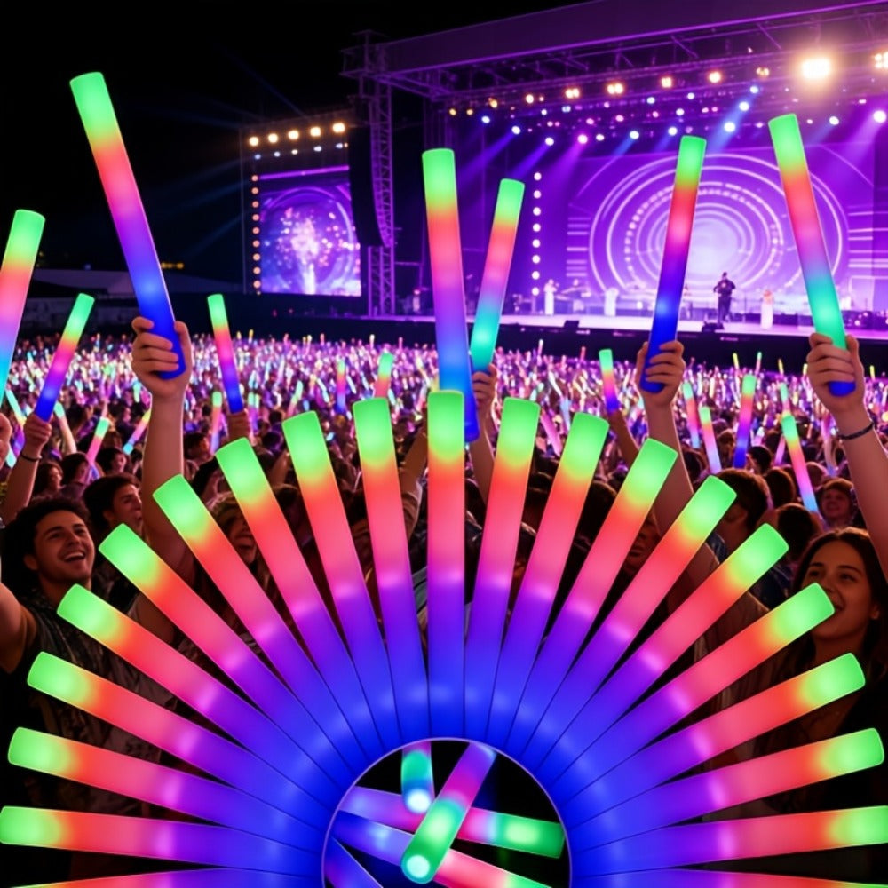LED Light Up Foam Glow Wands 27/30 Pack – Multi-Color Flashing Glow Sticks for Party Supplies Weddings Birthdays Christmas Graduation Camping Outdoor Celebrations