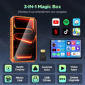 3-in-1 Wireless CarPlay Multimedia Box - Stream Netflix, YouTube & TikTok, USB Media Support, Plug & Play, Compatible with Factory Wired IOS CarPlay & Android Auto.Note: Wireless CarPlay Requires IOS 10 or Later and Is Compatible with Vehicles