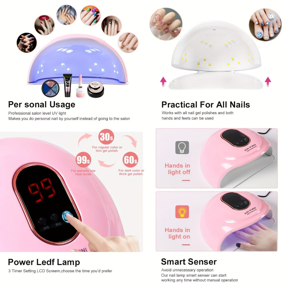 Complete Acrylic Nail Kit with Drill & UV LED Light — Colored Acrylic Powders & All Tools Included for Beginners Beautiful Nail Designs Professional Starter Set