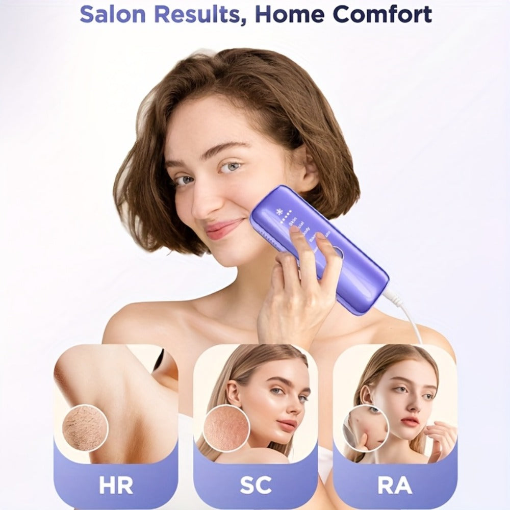 IPL Hair Removal Device LEFINEE 5 Levels Auto Continuous Flash LED Display – Permanent Hair Reduction for Women Body Face Legs Arms Bikini Underarms, Auto Shutdown Home Use Laser Hair Remover