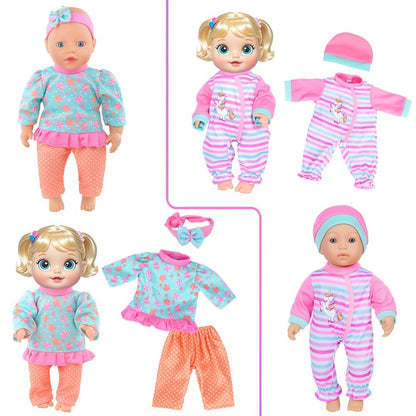 10-Set Baby Doll Clothes for 10 12 14 Inch Dolls – Variety Fashion Outfits Set, Soft Safe Fabric, Easy On Off, Birthday Christmas Gift for Girls Ages 3+ (Doll Not Included)