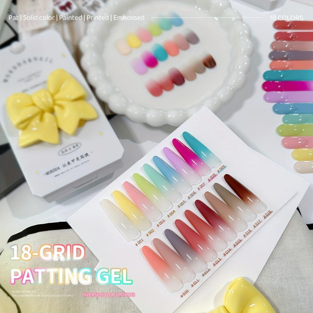 Gel Nail Polish Set 18 Colors Cloud Soufflé Patting Gel — High Saturation UV LED Soak-Off Autumn Winter Nail Art Kit for Women, Salon & Home DIY Manicure Professional Nail Enthusiasts