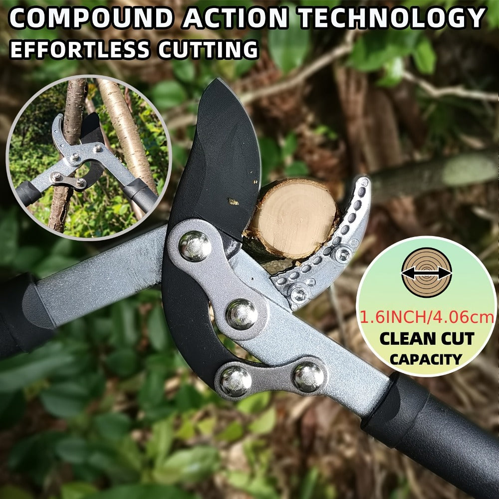 Garden Pruning Shears Set Loppers Hedge Shears & Hand Pruner Combo – Heavy Duty Alloy Steel Branch Cutter Kit with Compound Action, Ergonomic Grip for Yard Lawn Tree Shrub Trimming Indoor Outdoor