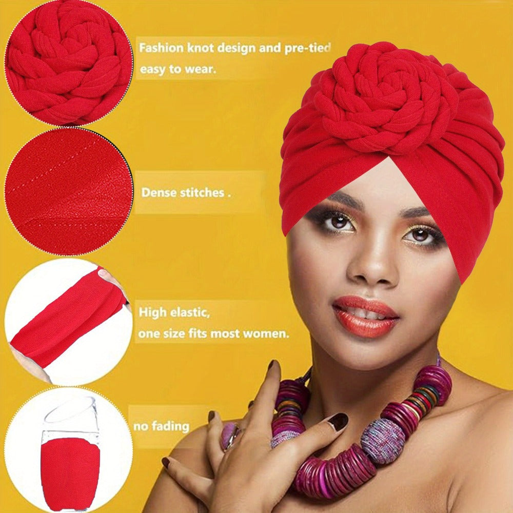 Boho Turban Headbands for Women 5 Pack – African Indian Style Twisted Knot Knit Hair Wrap Hat Retro Ethnic Fashion Head Scarf Baotou Cap Mixed Colors Versatile Headband Set