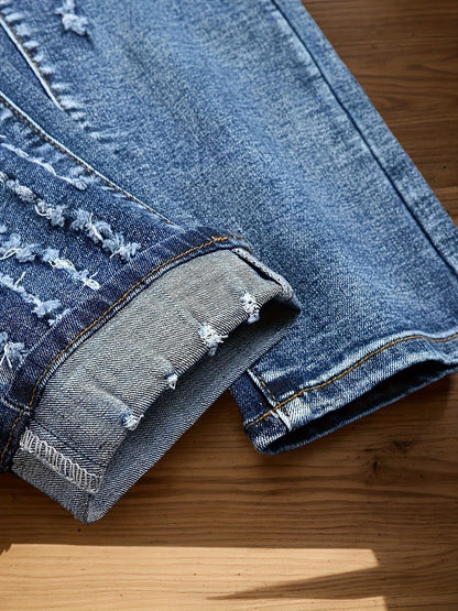 Men's Straight Leg Jeans - Classic Wash Distressed Weekend