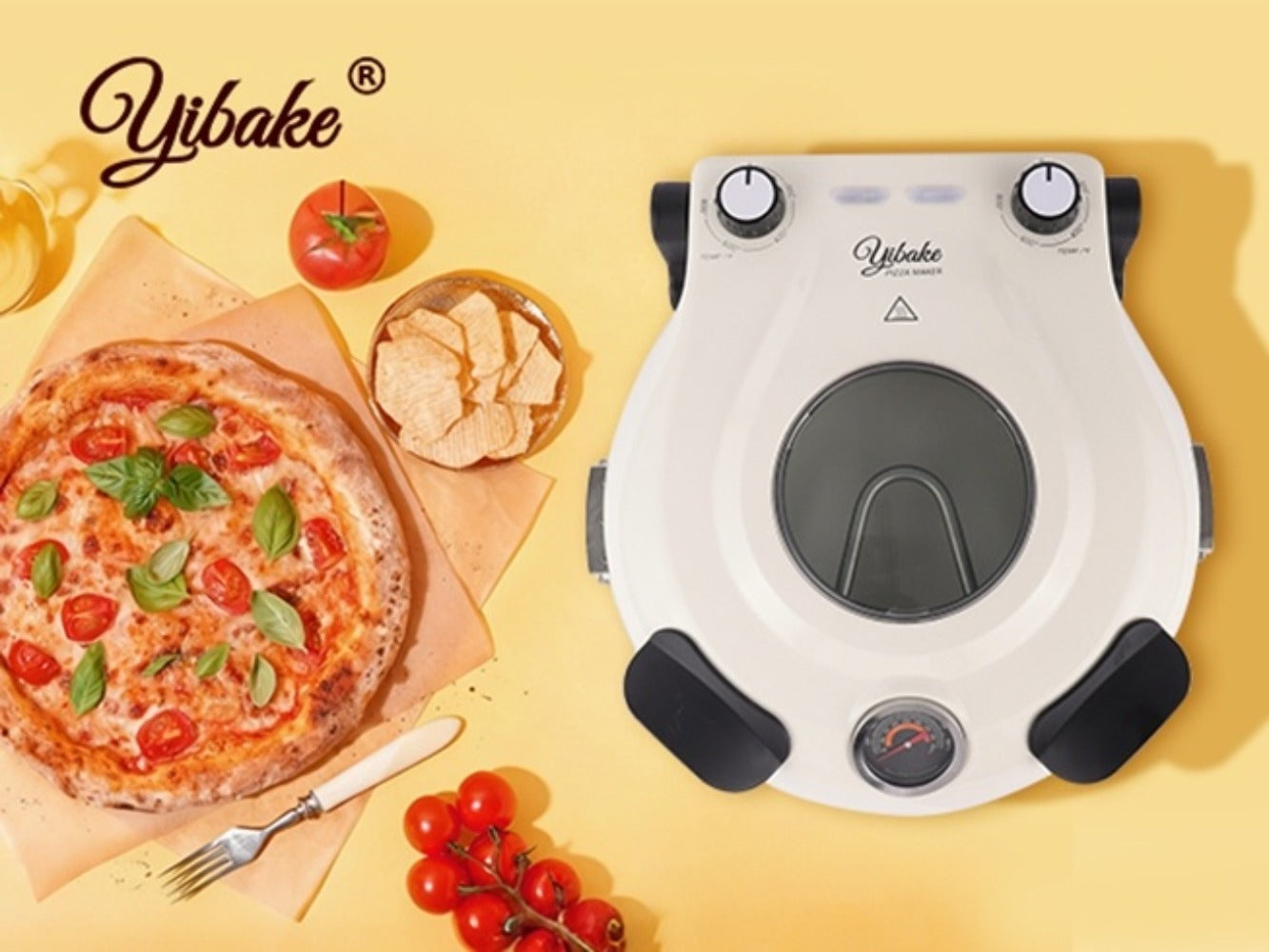 Indoor Pizza Oven Countertop – 12-Inch Electric Pizza Maker Machine for Home Kitchen, Heats Up to 800°F, Fast Baking Grill Oven with Even Heat Distribution, White