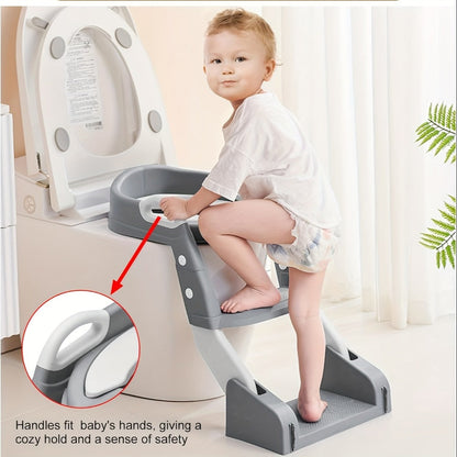 Potty Training Toilet Seat with Ladder – 2-in-1 Toddler Toilet Seat & Step Stool, Foldable Kids Potty Chair with Anti-Slip Pad, Splash Guard & Wide Double Pedal, for Boys & Girls