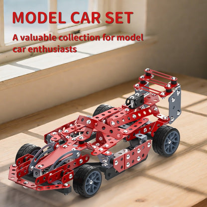 STEM Building Kit Model Car 283-287 Pcs Motorized Assembly Vehicle Toy with All-Terrain Tires & Openable Hood – Construction Toy for Boys Kids Ages 6+, Birthday Christmas Gift Red Green