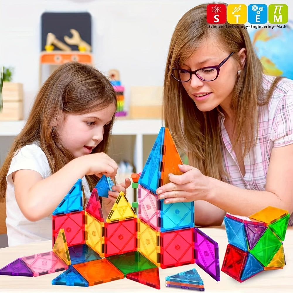 Toddler Magnetic Tiles 34 Piece Starter Set – STEM Magnetic Building Blocks for Kids Ages 3+, Creative Construction Toy for Boys & Girls, Birthday Christmas Gift
