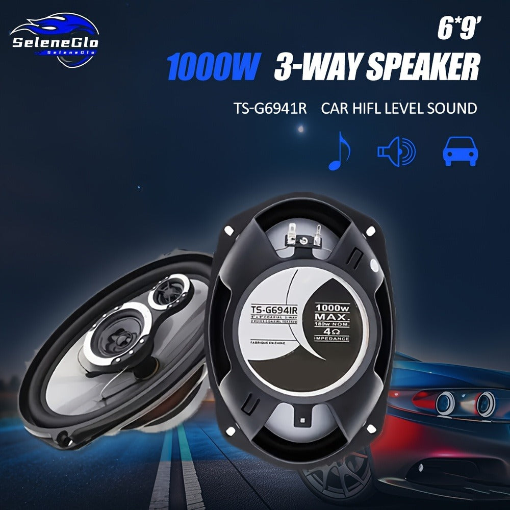 6x9 Inch Coaxial Car Speakers 1000W Max – 2-Way HiFi Full Range Stereo with Soundproof Enclosures, Bass Boost, Pure Copper Coil, Universal Fit for Car Truck Boat RV (1 Pair)