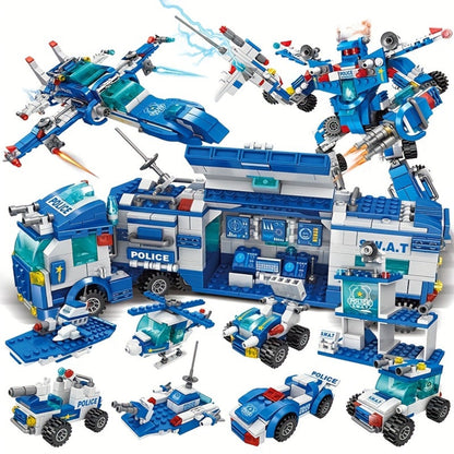 City Police Building Blocks Set 700 Pieces – Patrol Car Truck with Action Figures, Brick Toy for Boys Role Play STEM, Birthday Christmas Halloween Thanksgiving Gift Ages 6 7 8 9 10