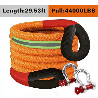 Heavy Duty Recovery Tow Rope, 44000/40000/25000/5700 LBS Break Strength, Emergency Tow Rope for Truck Jeep ATV & More, Towing Strap with 2pcs D Ring Shackles, Reflective Safety Flag, Storage Bag, Truck Towing, Vehicle Recovery, Durable Strap