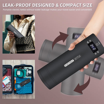Travel Electric Kettle Mini Portable 304 Stainless Steel 4 Temperature Settings Auto Shut-Off Boil-Dry Protection BPA-Free Water Boiler for Tea Coffee White Black Pink
