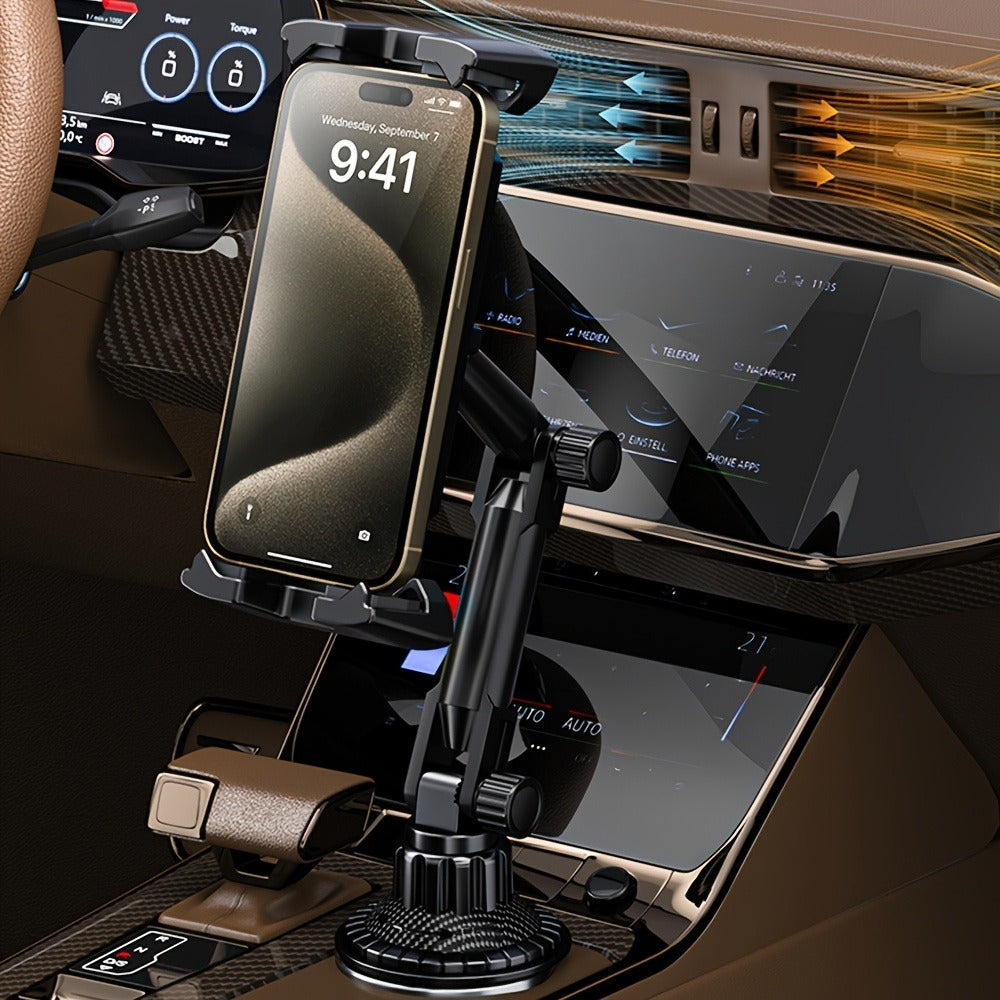 Car Phone Holder Cup Mount - Adjustable 4-13 Inch Device Stand, Universal Vehicle Cup Holder Phone Mount, Stable Grip for Safe Driving, TP08 Water Cup Style Bracket