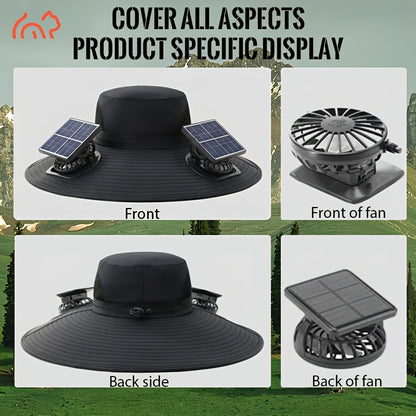 Solar Powered Dual Fan Sun Hat with USB Charging – Adjustable Strap, Breathable Mesh Design, High Airflow, Long Battery Life, Ideal for Fishing Hiking Camping Gardening Outdoor Work