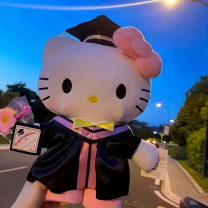 Hello Kitty Graduation Cap and Gown Set — Officially Licensed Sanrio Doctoral Cap & Bachelor Gown, Kawaii Grad Gift for Girls & Teens, Graduation Photo Prop, Party Decor, Bouquet Decoration, Student Prize