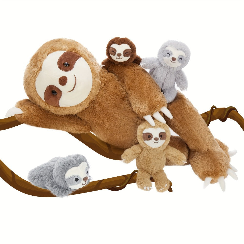 Large Sloth Stuffed Animal Set 5 Pack 22 Inch – Realistic Bradypus Plush with 4 Small Sloth Toys, Birthday Christmas Halloween Gift for Boys Girls Kids by MaoGoLan