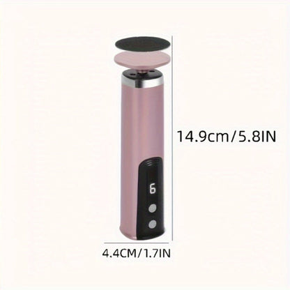 Rechargeable Electric Foot File & Callus Remover 2-in-1 with 2 Sanding Heads & 10 Replacement Sandpaper Pads Adjustable Speed USB Portable Pedicure Tool for Dry Dead Skin Cracked Heels Women Pink