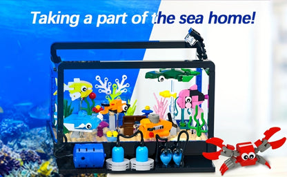Ocean Fish Tank Building Blocks Set 501 Pcs LC8059 – LED Light Aquarium Model Whale Shark Sea Turtle Marine Life Desktop Decoration Night Light Birthday Christmas Gift Kids Adults